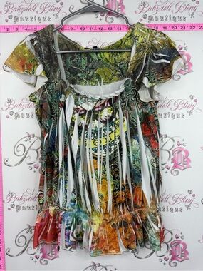Simply Irresistible Multicolor Fringe Short Sleeve Tee